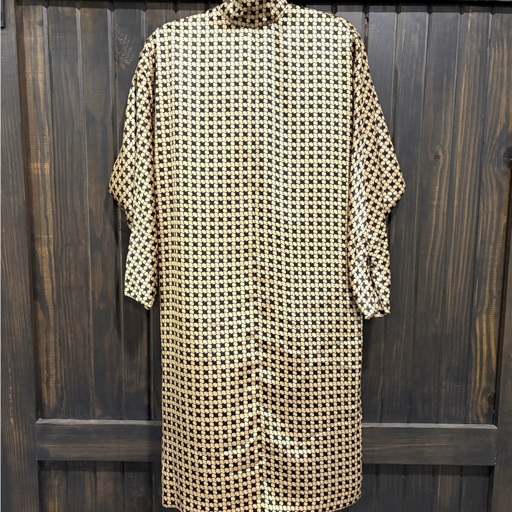 Harve Benard Black and Cream Buttoned Dolman Sleeve Dress